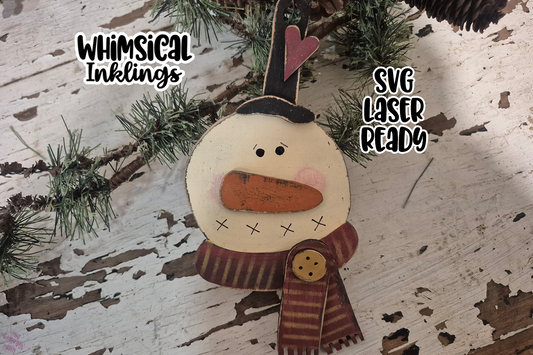 Joyful Snowman Prim Laser SVG Ornament