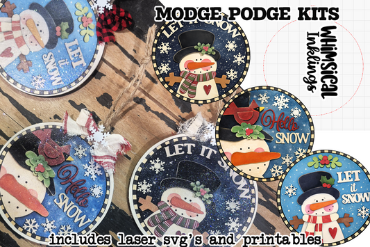 Let It Snow Trio Ornaments Laser SVG and Printables Modge Podge Set| Laser SVG