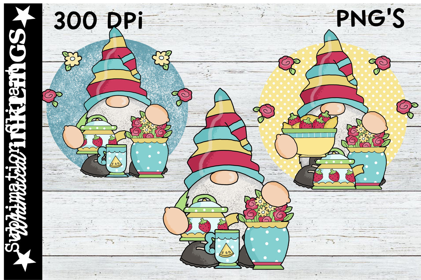 Little Tea Time Gnomes Sublimation| Tea Party