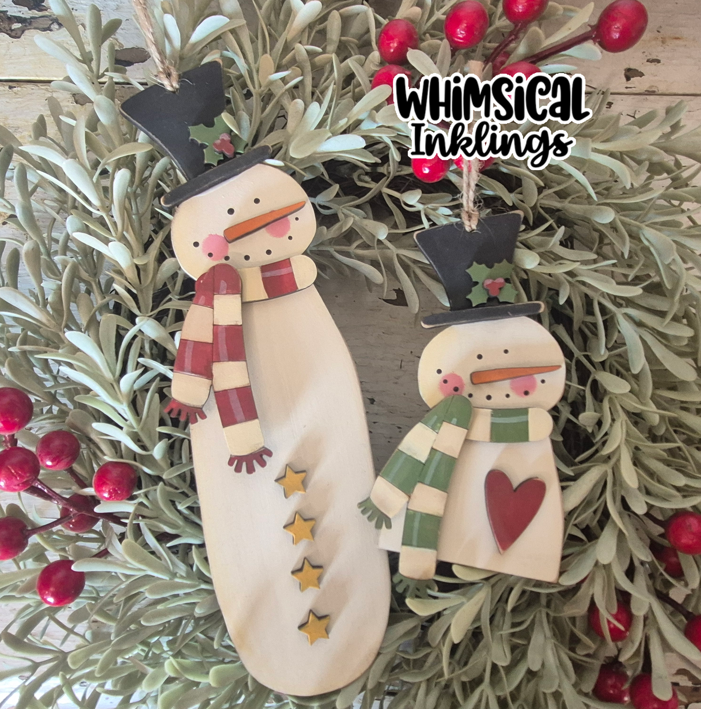 Mr Snowman Ornament Duo Wood Kit