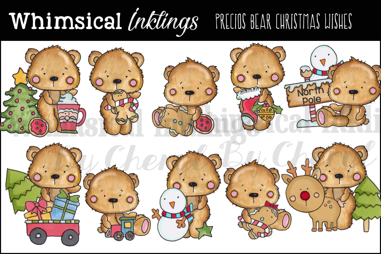 Precious Bears Clipart Bundle| Bear Sublimation Bundle|