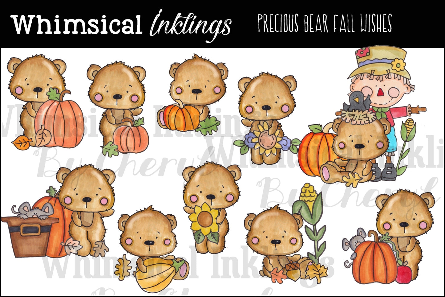 Precious Bears Clipart Bundle| Bear Sublimation Bundle|