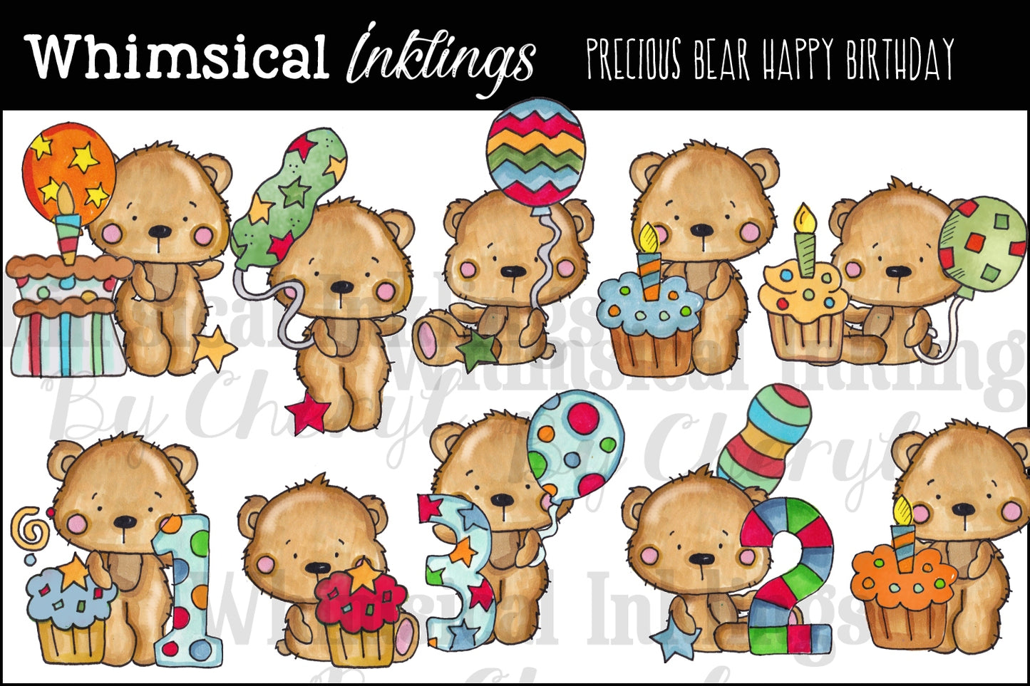 Precious Bears Clipart Bundle| Bear Sublimation Bundle|