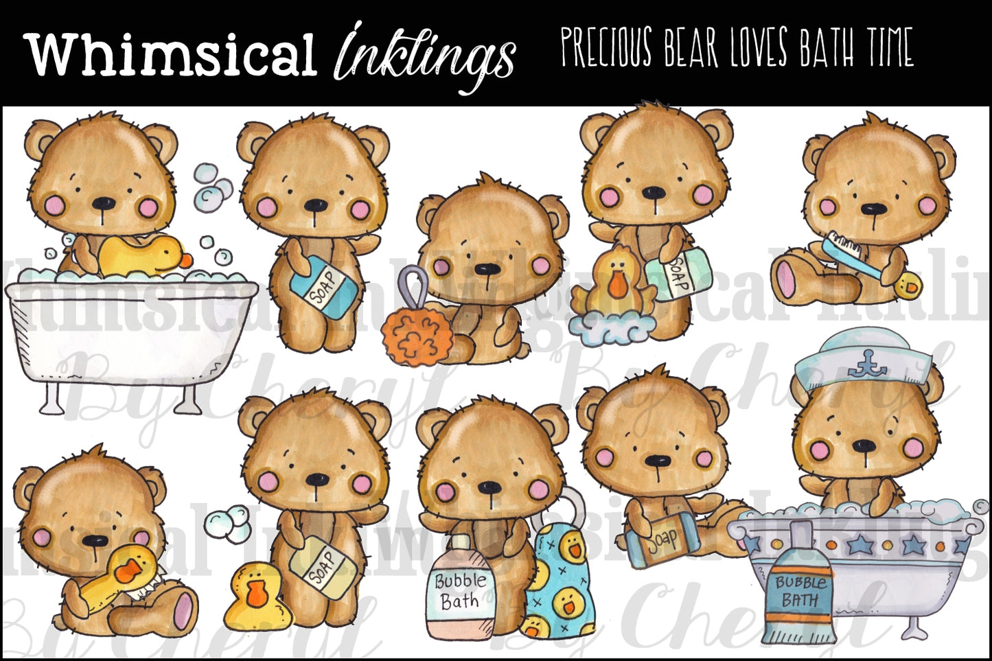 Precious Bears Clipart Bundle| Bear Sublimation Bundle|