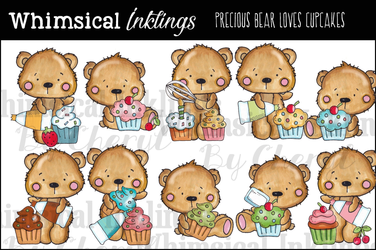 Precious Bears Clipart Bundle| Bear Sublimation Bundle|