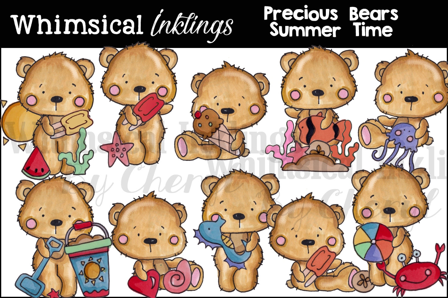 Precious Bears Clipart Bundle| Bear Sublimation Bundle|