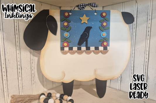 Prim Crow Sheep Sign Laser SVG