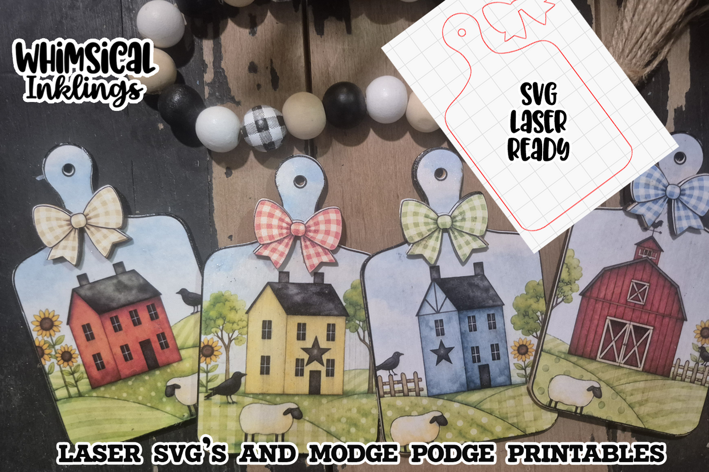 Prim Home Saltbox Magnets Laser SVG's and Modge Podge printables| Lasser SVG