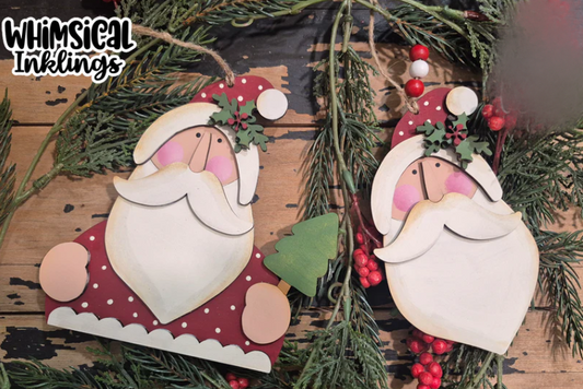 Prim Santy Claus Ornament Set