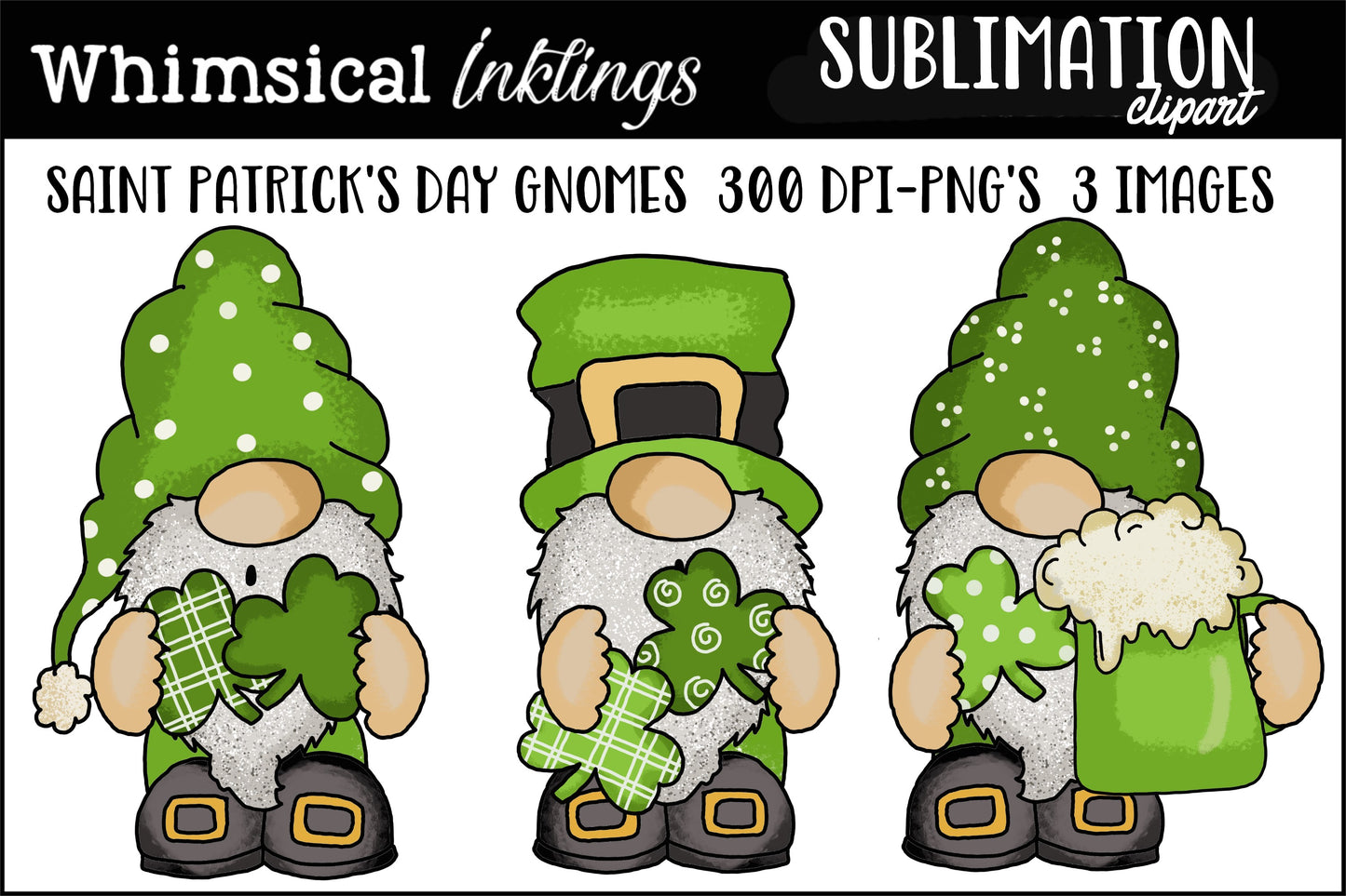 Saint Patrick's Day Gnome Trio Sublimations