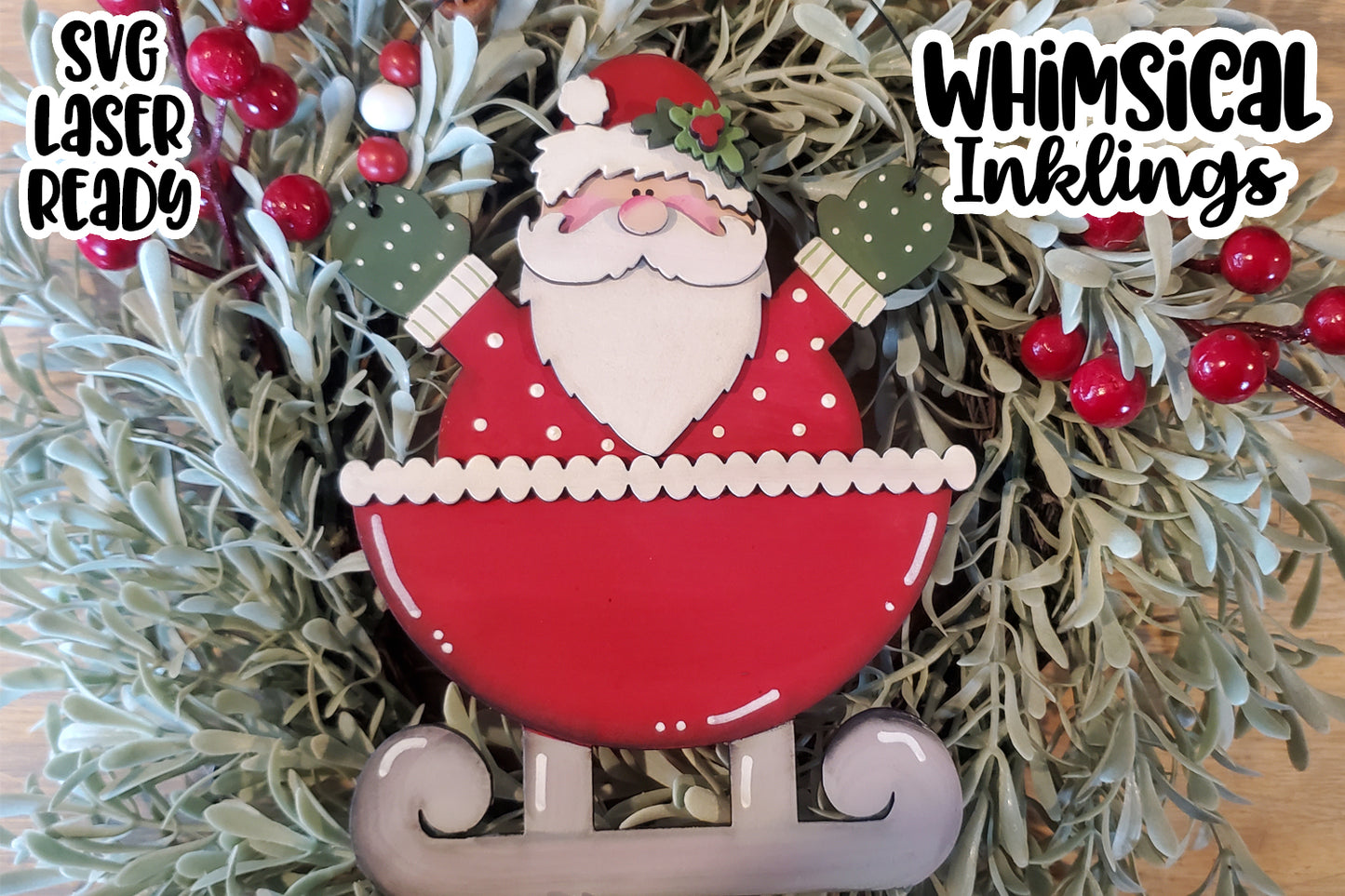 Santas Sleigh Ride Ornament Christmas Laser SVG