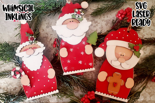 Santa Trio Ornament Set Laser SVG| Christmas Laser SVG