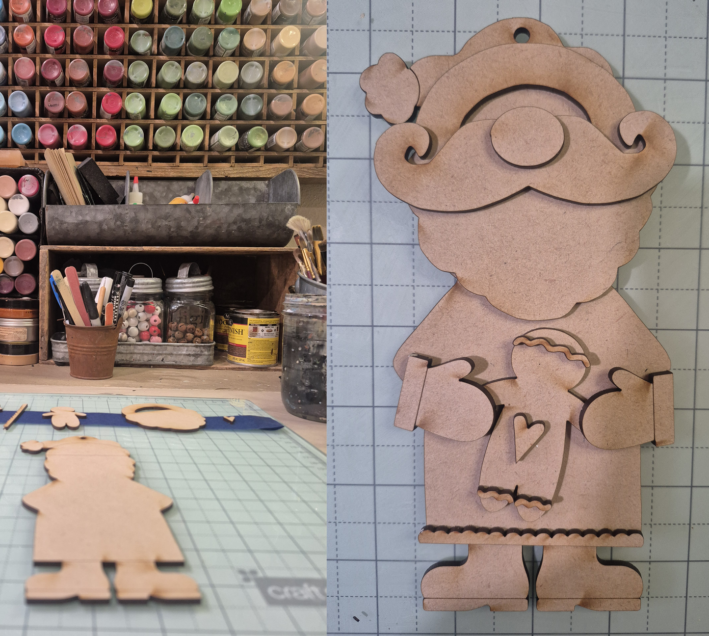 Santy and Ginger Ornament DIY Wood Kit