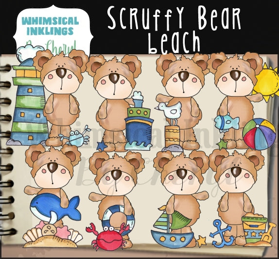 Scruffy Bear Clipart Bundle