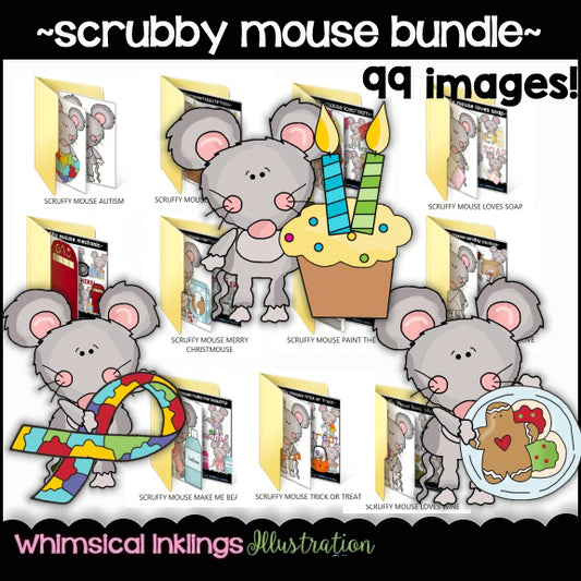 Scruffy Mouse Clipart Bundle