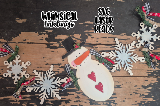 Snowflake Snowman Garland Laser SVG