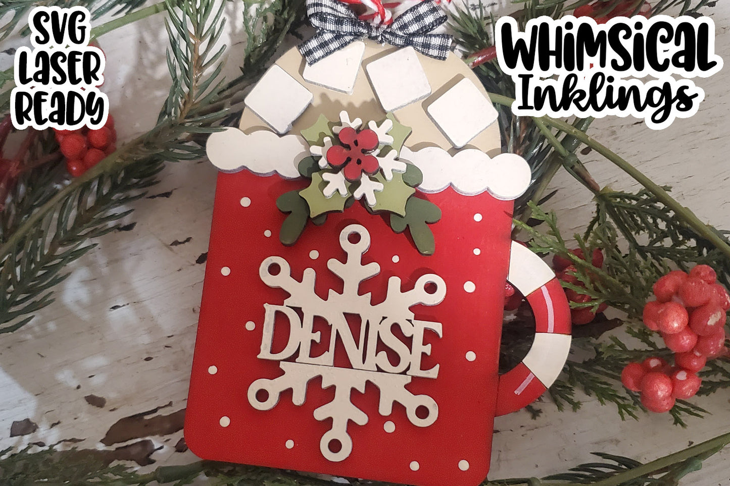 Snowflake Mug Ornament Laser SVG