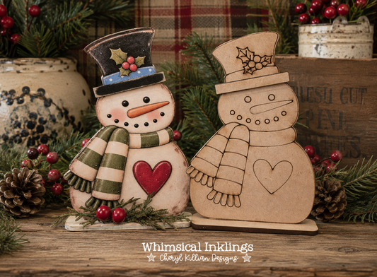 Standing Snowman| Laser SVG Version and Mod Podge Printable Version