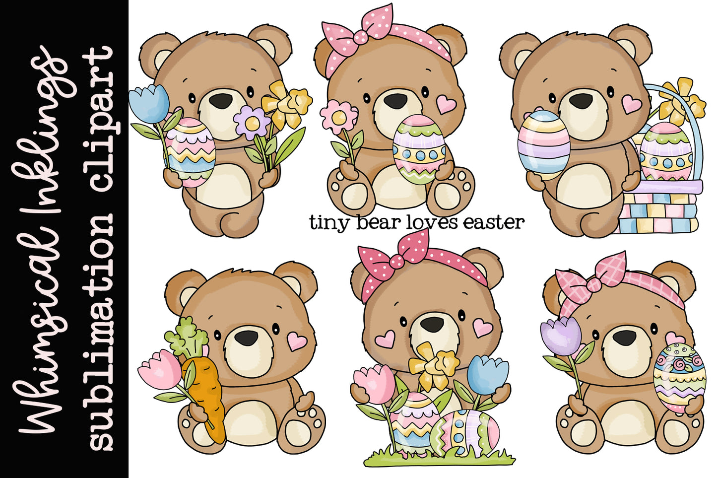 Tiny Bears Love easter Sublimation Clipart| Easter