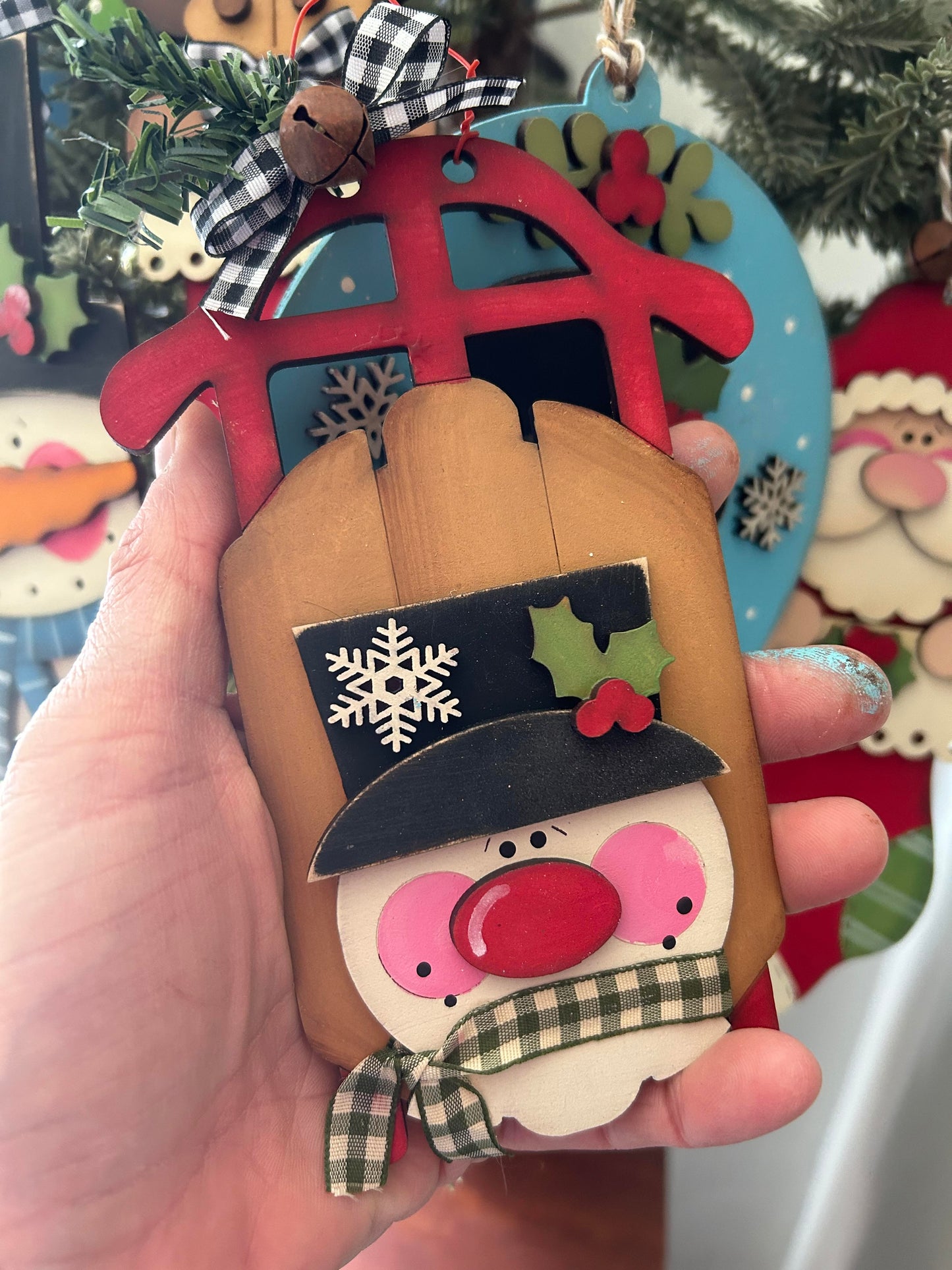 Sled Snowman Ornament Laser SVG