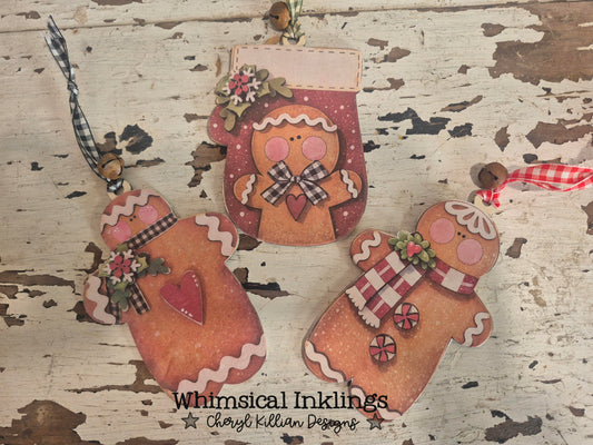 Gingerbread Trio Modge Podge Ornaments DIY Wood Kit