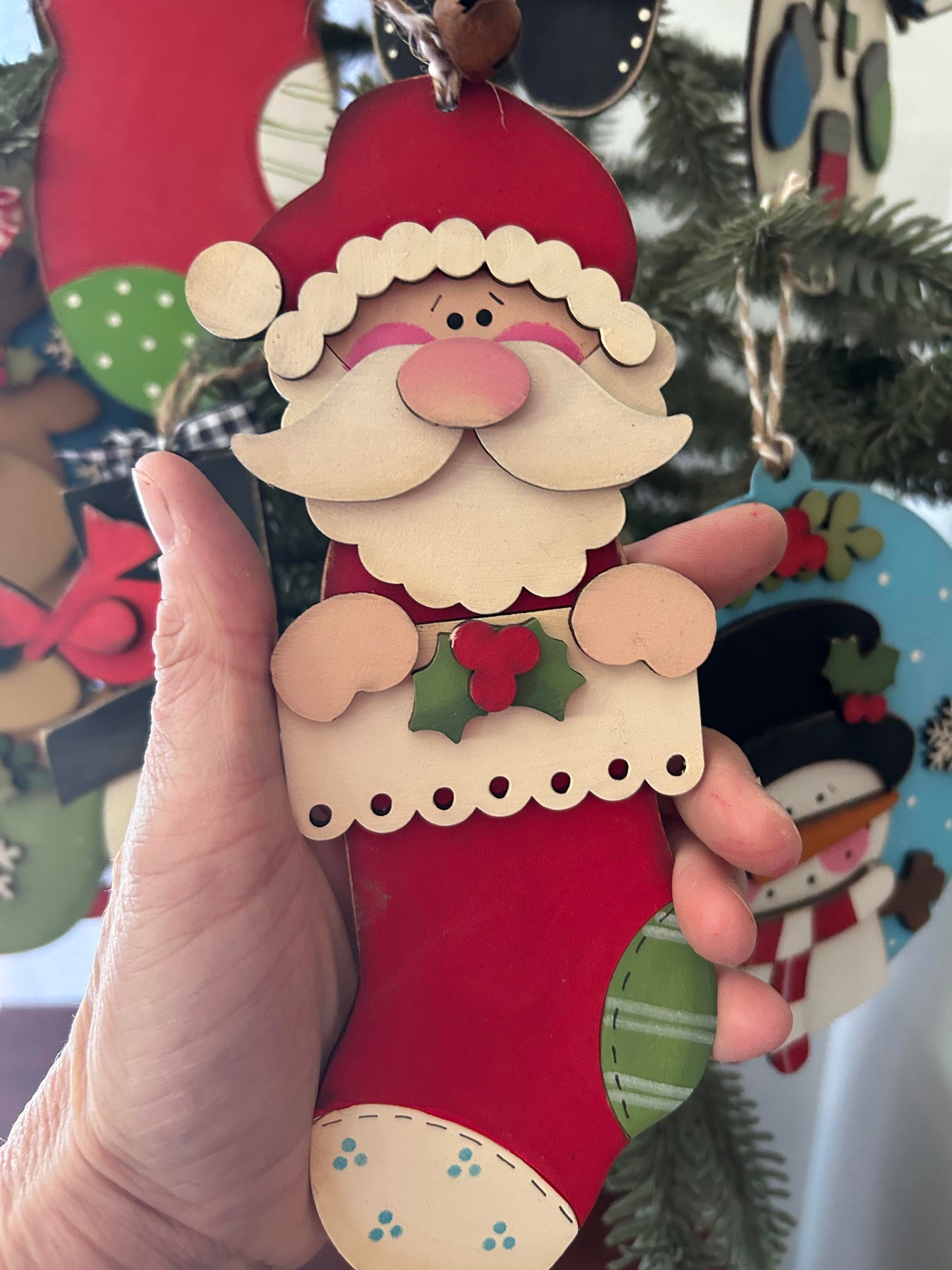 Whimsical Santa Stocking Ornament Laser SVG