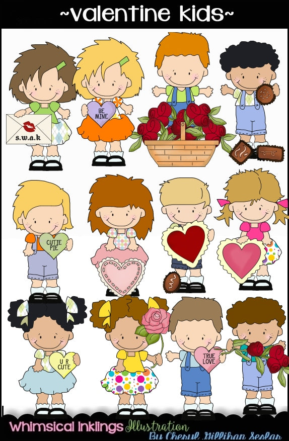 Cutie  Kids HUGE Clipart Bundle