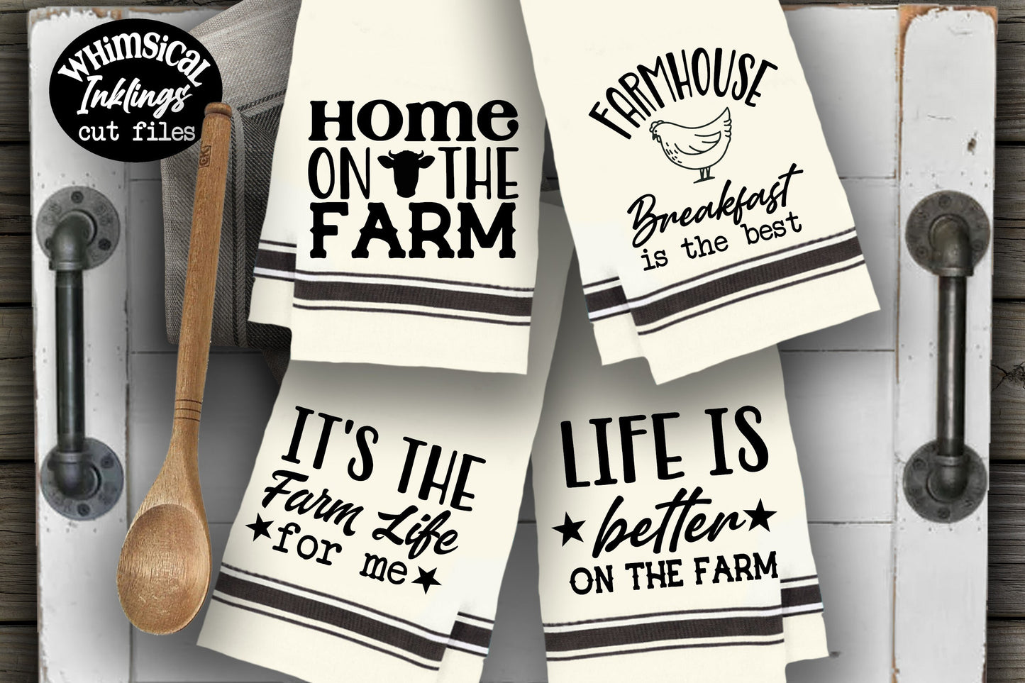 Home On The Farm Dishtowel-Potholder SVG Set Cutter Files for use with Cricut, Silhouette,  Commercial Use Allowed