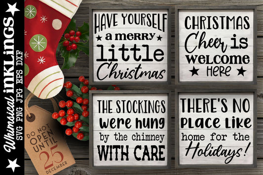 Home For The Holidays- Christmas Sign SVG Set  Cutter File for use with Cricut, Silhouette, Commercial Use Allowed