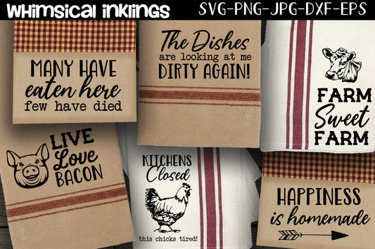 Farm Love Dishtowel-Potholder SVG Set Cutter Files for use with Cricut, Silhouette,  Commercial Use Allowed