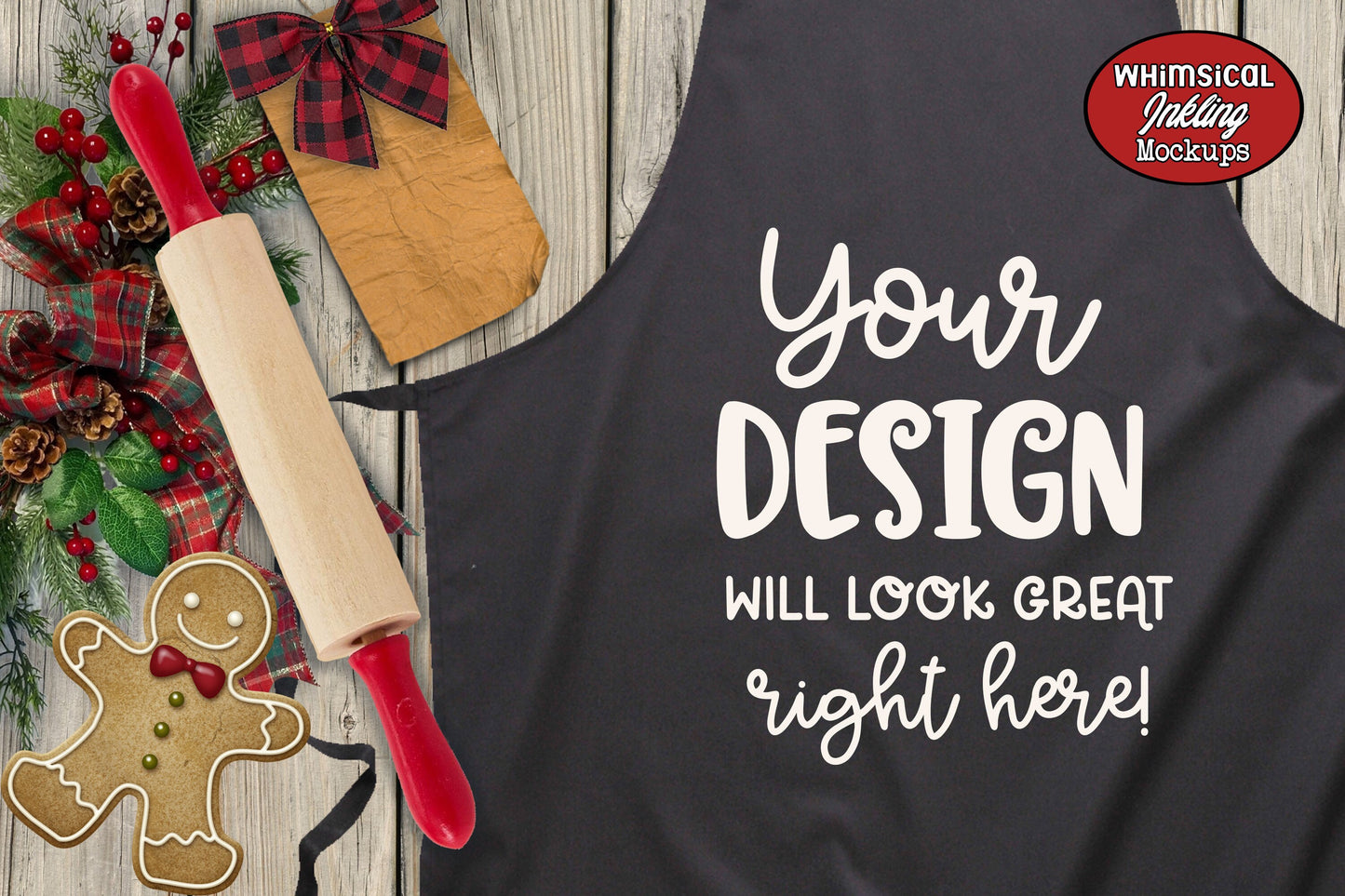 Black Christmas Apron Mock Up - Commercial Use Allowed