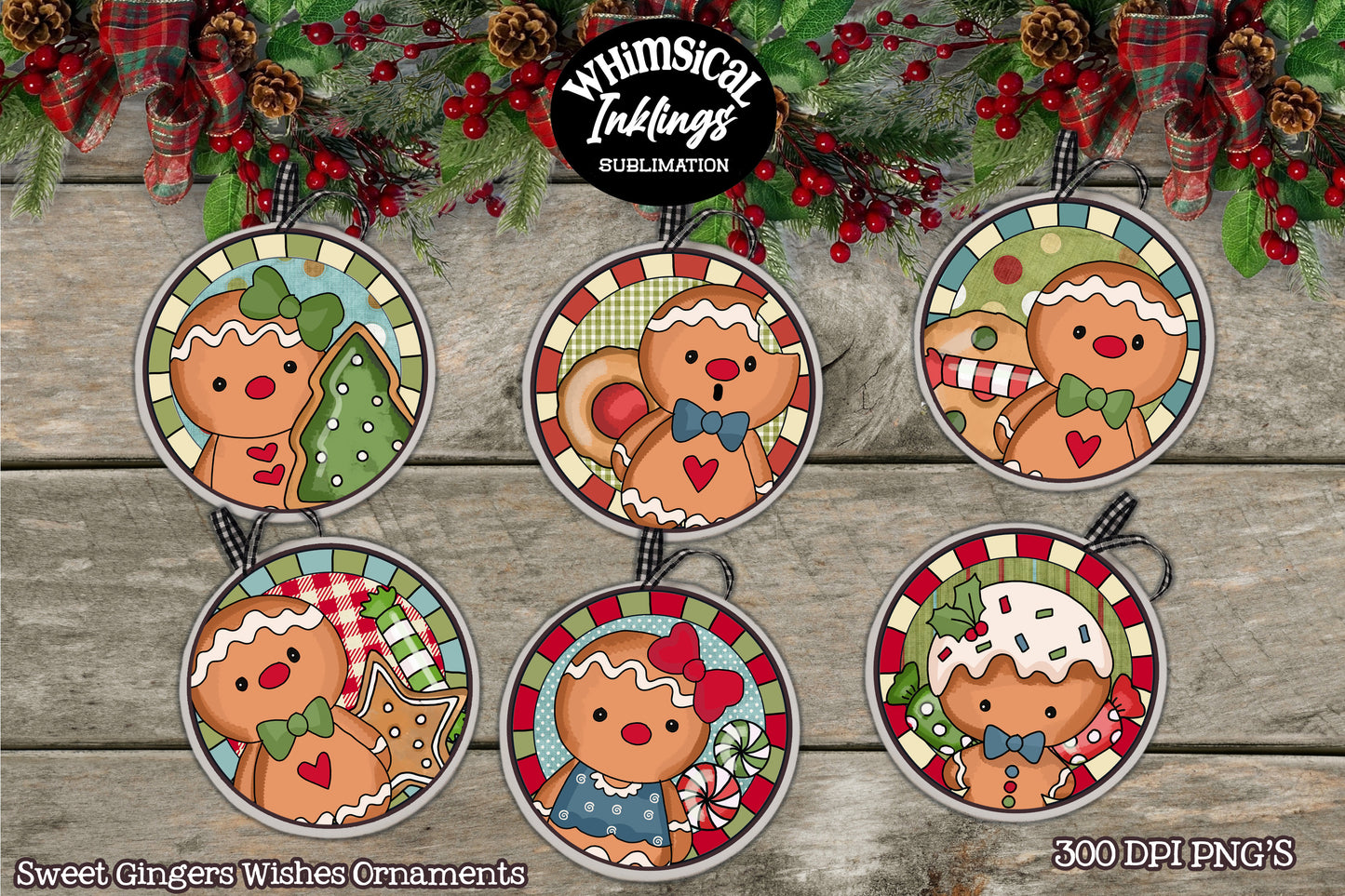 Sweet Gingers- Christmas Ornament Sublimation Set