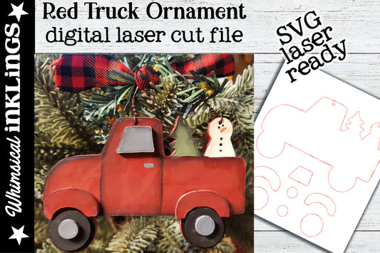 Red Truck SVG| Laser Cut Snowman Ornament| Glowforge| Ornament SVG