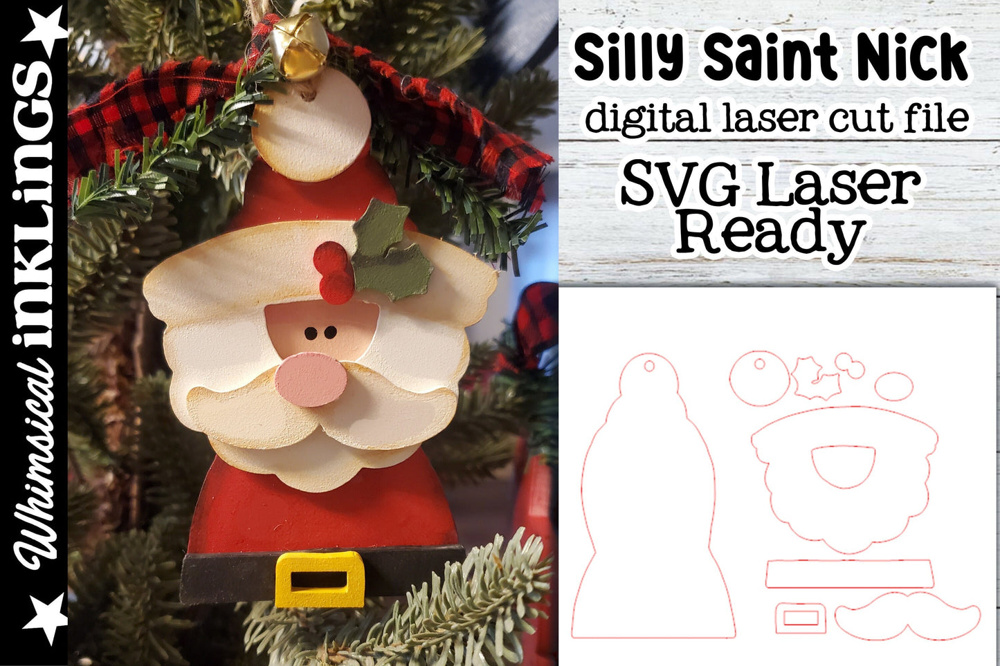 Silly Saint Nick| Santa Claus SVG| Laser Cut Snowman Ornament| Glow forge| Ornament SVG