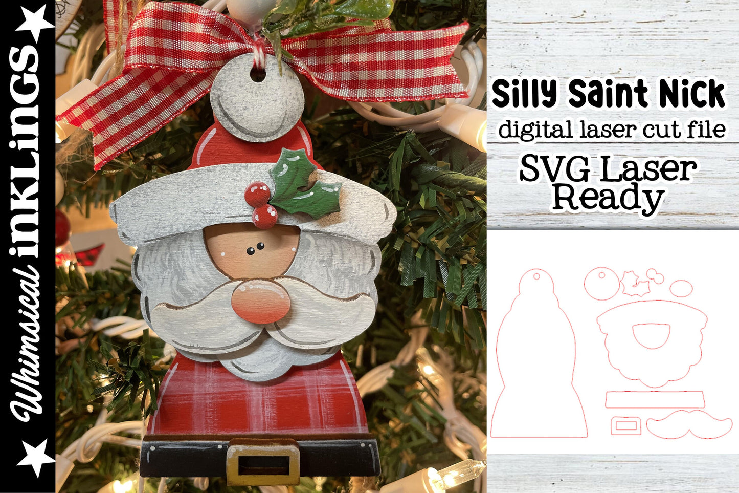 Silly Saint Nick| Santa Claus SVG| Laser Cut Snowman Ornament| Glow forge| Ornament SVG