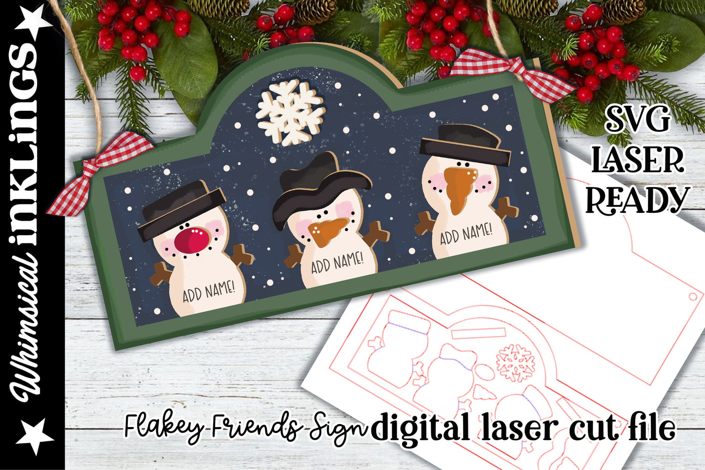 Flakey Friends Laser SVG| Christmas SVG| Laser Cut Christmas Garland| Glow forge| Sign SVG