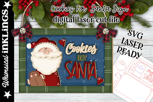 Cookies For Santa Sign SVG| Christmas SVG| Laser Cut Christmas Garland| Glow forge| Sign SVG