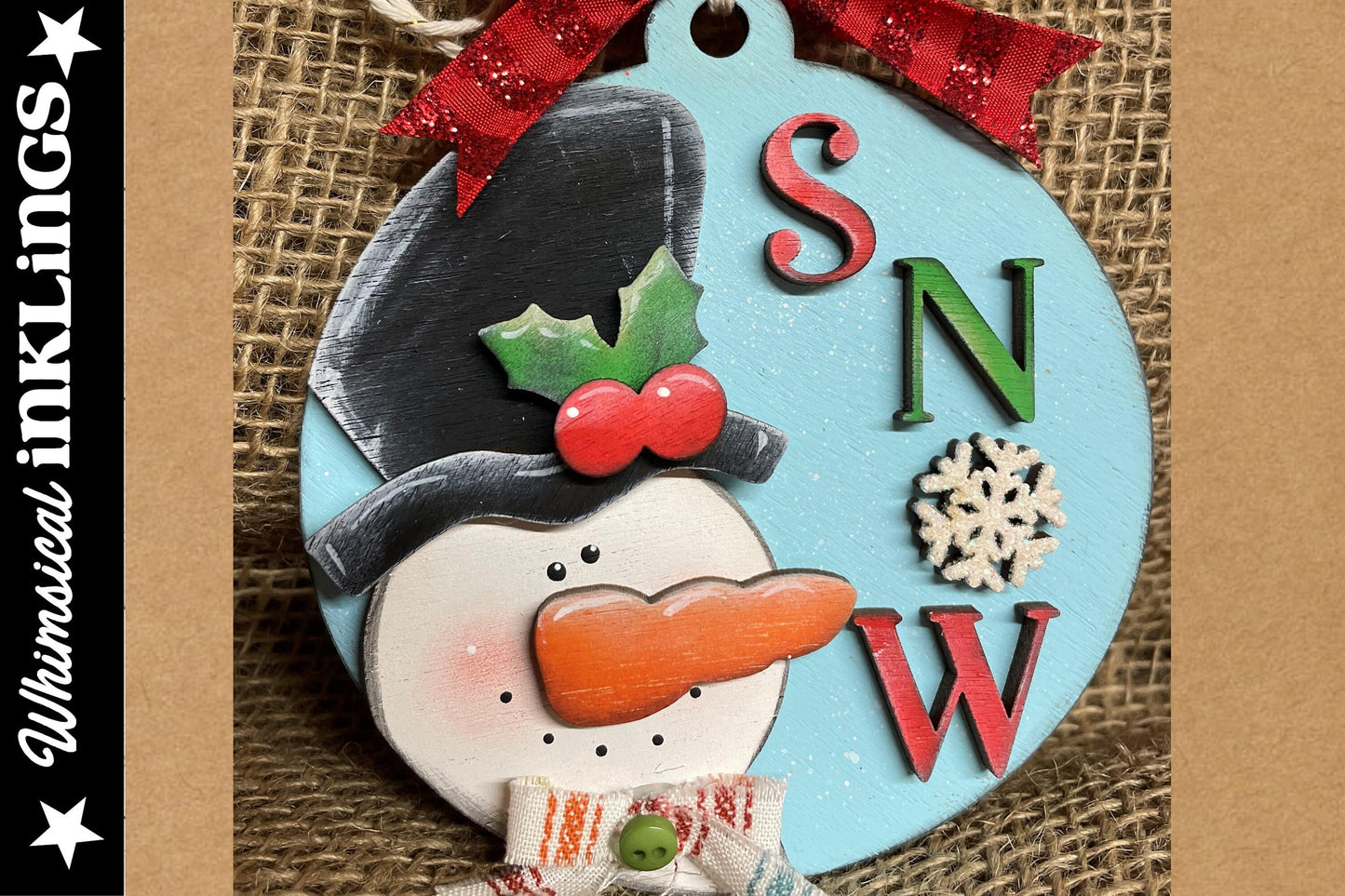 Snowman Sam Ornament |Laser Ready Snowman| Glow forge Christmas Ornament|