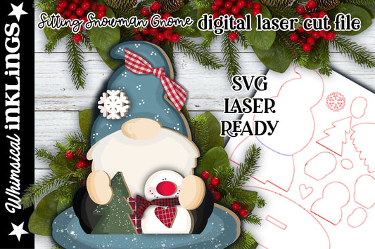 Sitting Snowman Christmas Gnome SVG| Laser Cut Gnome| Glow forge| Christmas SVG