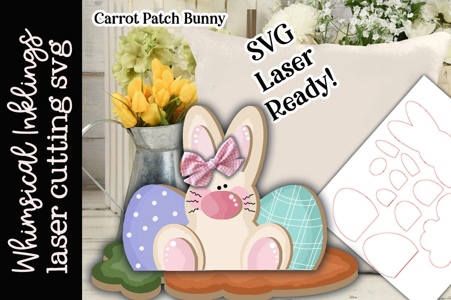 Carrot Patch Bunny Laser SVG |Laser Ready Easter Rabbit| Glow Forge Easter|