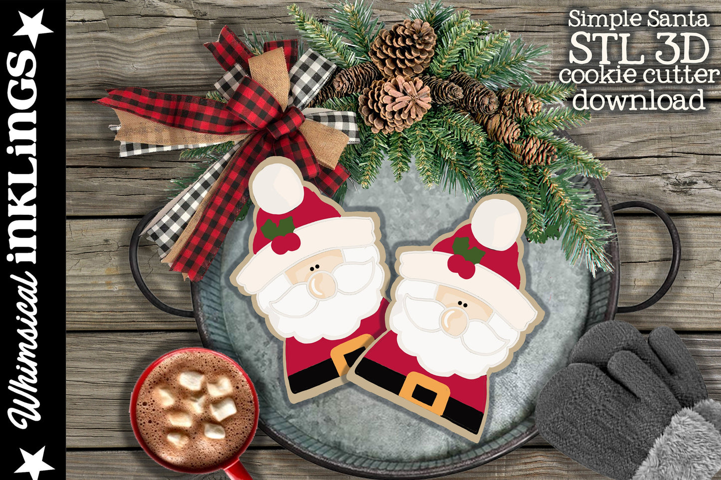 Simple Santa STL Cookie Cutter File| 3D Printing |STL Santa Cookie Cutter