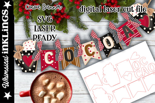 Cocoa Garland| Christmas SVG| Laser Cut Cocoa Bar Garland| Glow forge| Cocoa Bar SVG