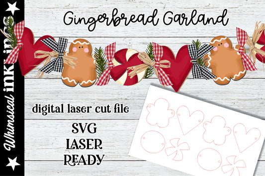 Gingerbread Garland| Christmas SVG| Laser Cut Christmas Garland| Glow forge| Garland SVG