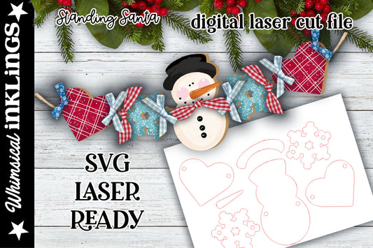 Snowflake Love Snowman Garland| Christmas SVG| Laser Cut Snowman Banner| Glow forge| Snowman Garland SVG