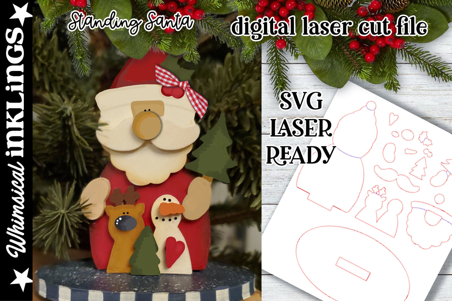 Standing Santa SVG| Laser Cut Santa| Glow forge| Christmas SVG