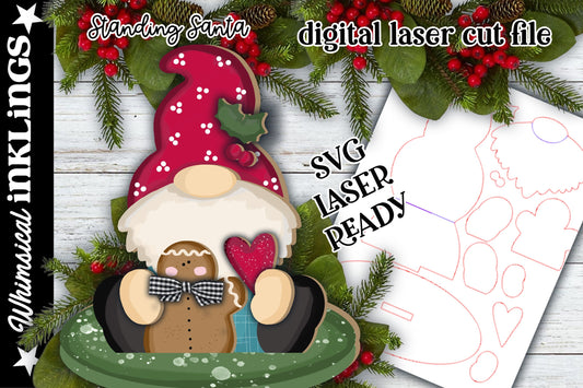 Sitting Gingerbread Christmas Gnome SVG| Laser Cut Gnome| Glow forge| Christmas SVG