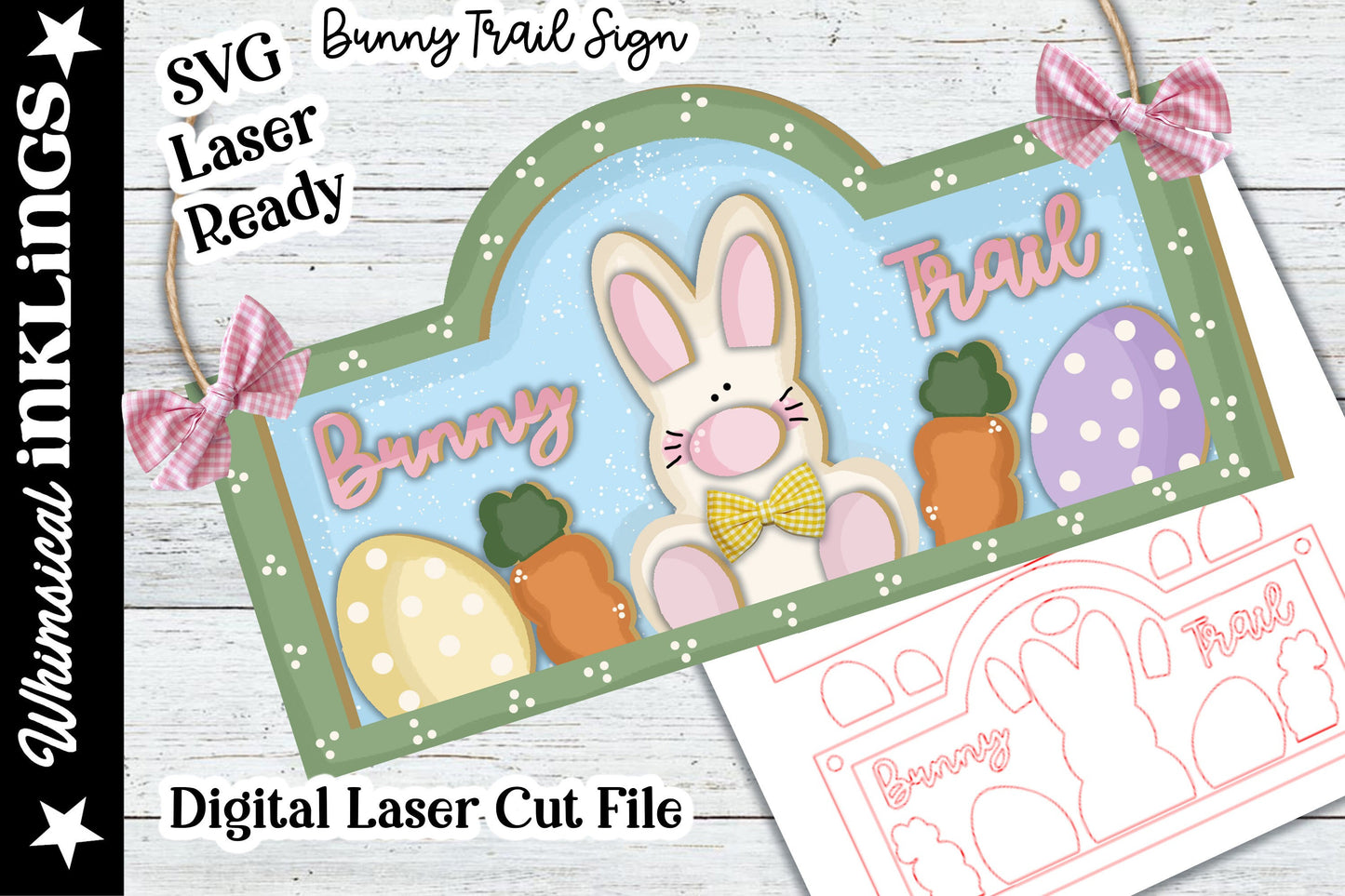 Bunny Trail-Easter Sign SVG |Laser Ready Easter Sign| Glow Forge Easter|
