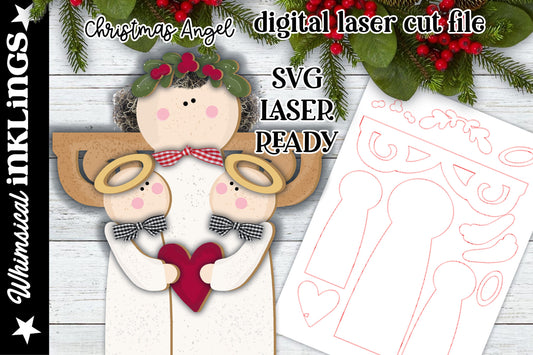 Christmas Angel SVG for Laser Cutting| Angel SVG| Laser Cut Angel Shelf Sitter| Glow Forge| Christmas SVG