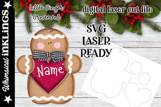 Little Ginger Ornament| Christmas SVG| Laser Cut Christmas Gingerbread| Glow forge| Ornament SVG