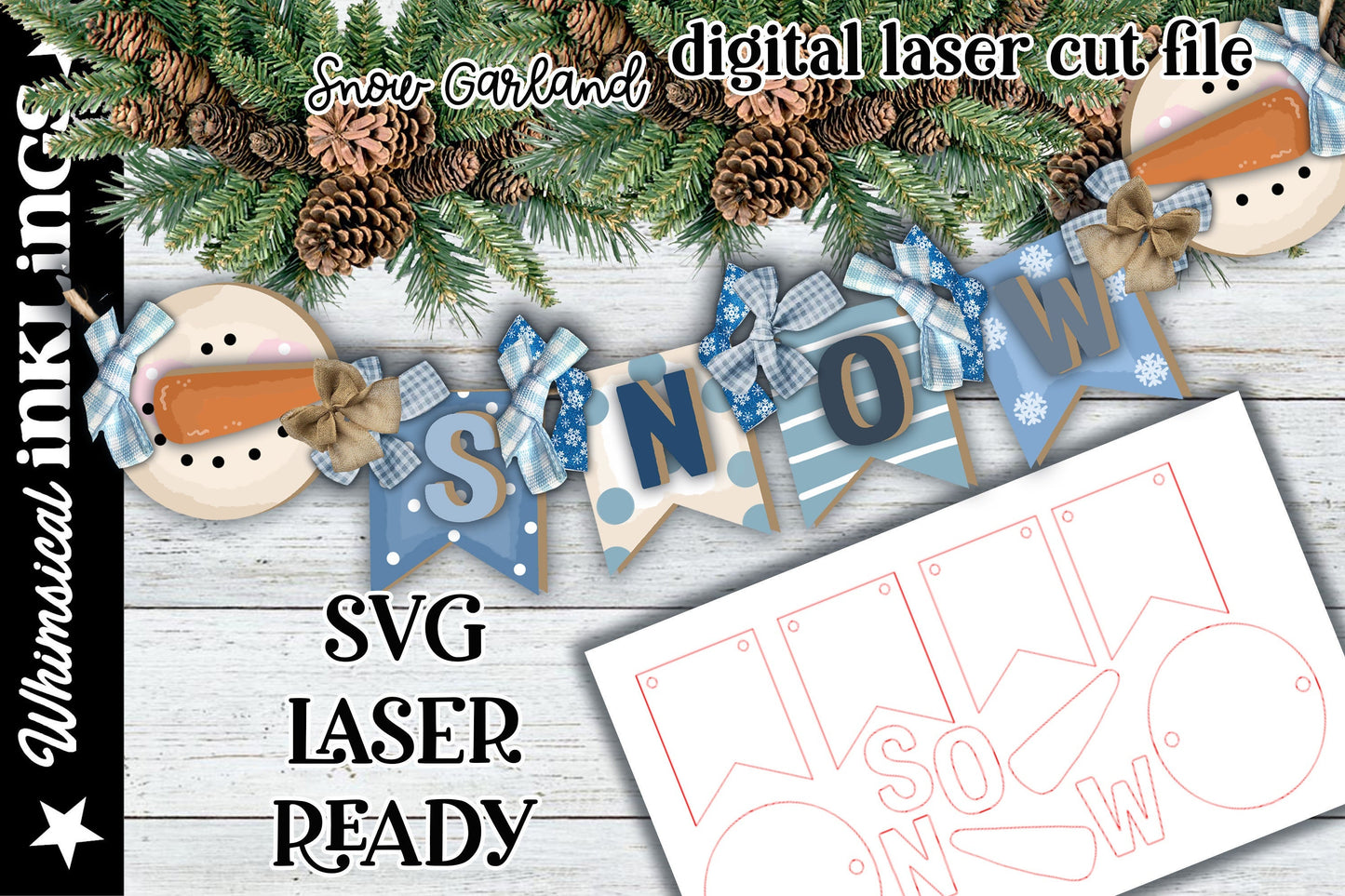 Snow Garland| Snowman SVG| Laser Cut Snowman Garland| Glow forge| Garland SVG